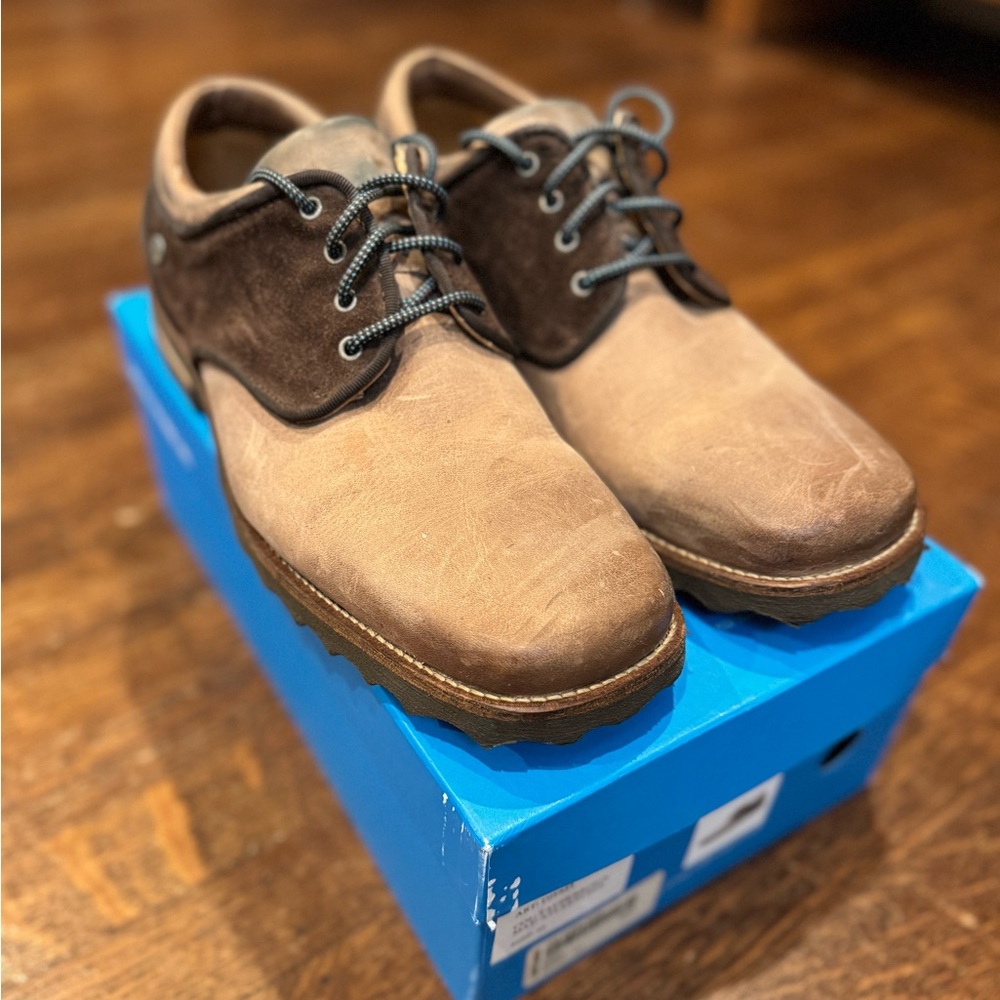John Fluevog Two-Tone Brown Suede Casual Lace-Up Shoes